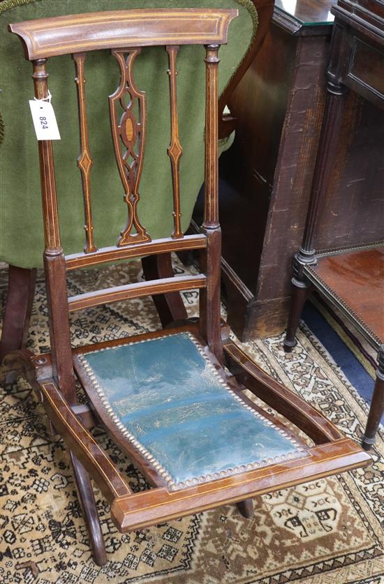 An Edwardian inlaid mahogany folding chair